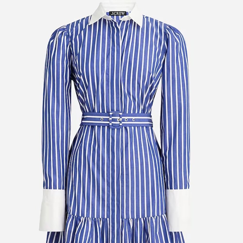 NWT J.Crew Tiered shirt-dress in cotton poplin